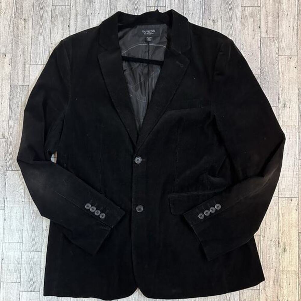 Heritage 1981 Blazer‎ Black XL Corduroy 2 Button Jacket Career Academia Casual